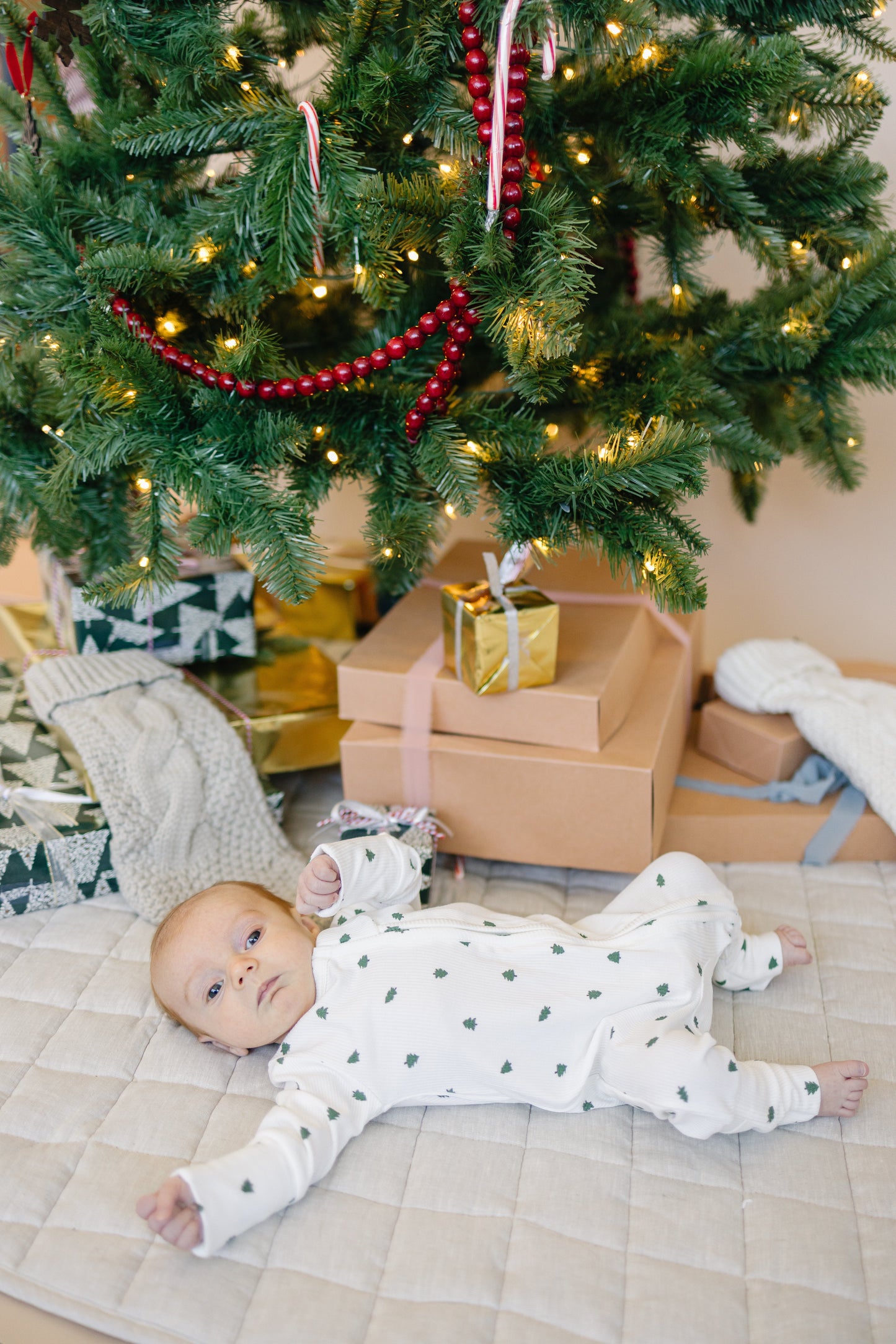 Tiny Trees Ribbed Bamboo Zippy Pajamas Romper