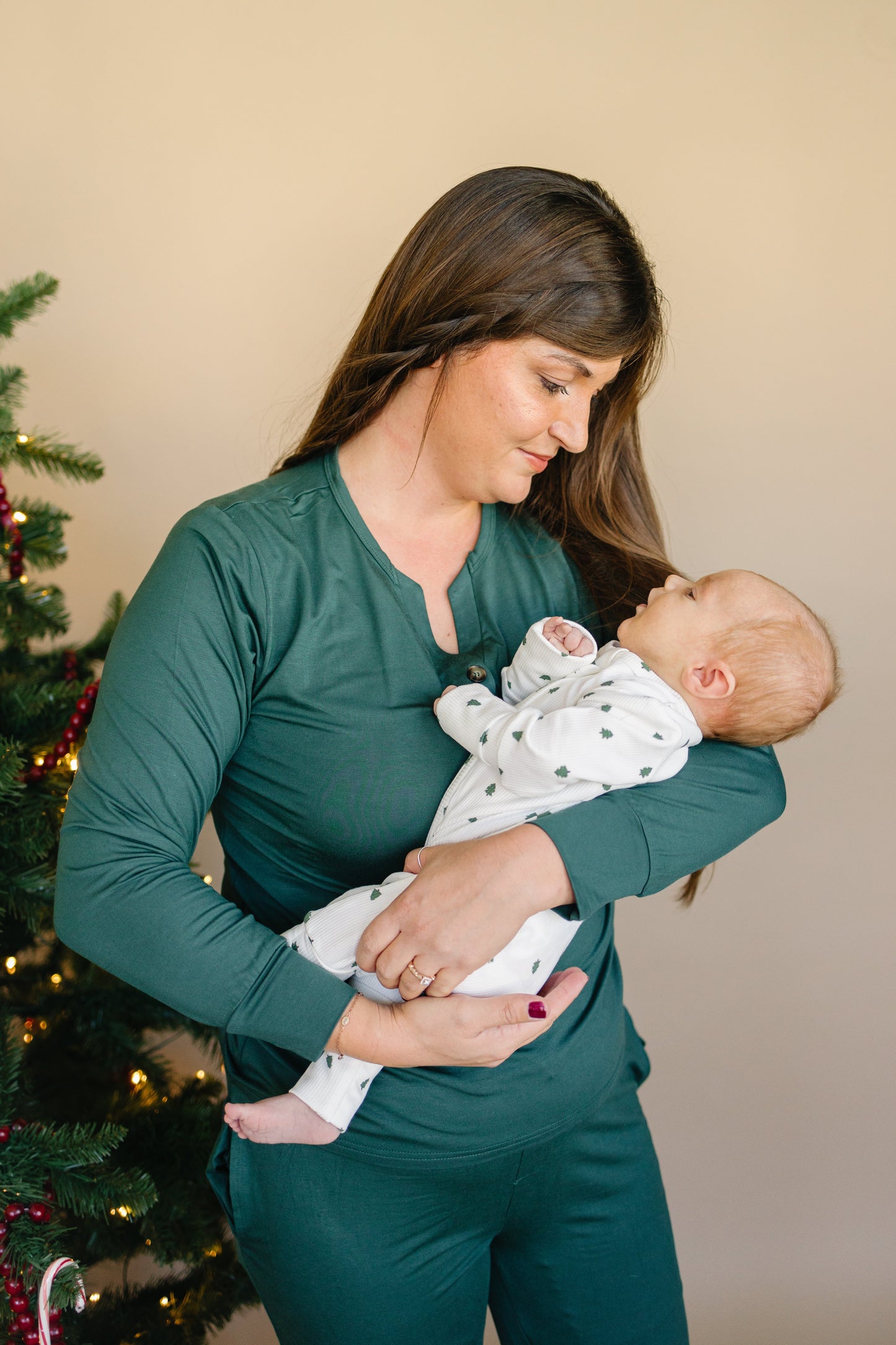 Tiny Trees Ribbed Bamboo Zippy Pajamas Romper