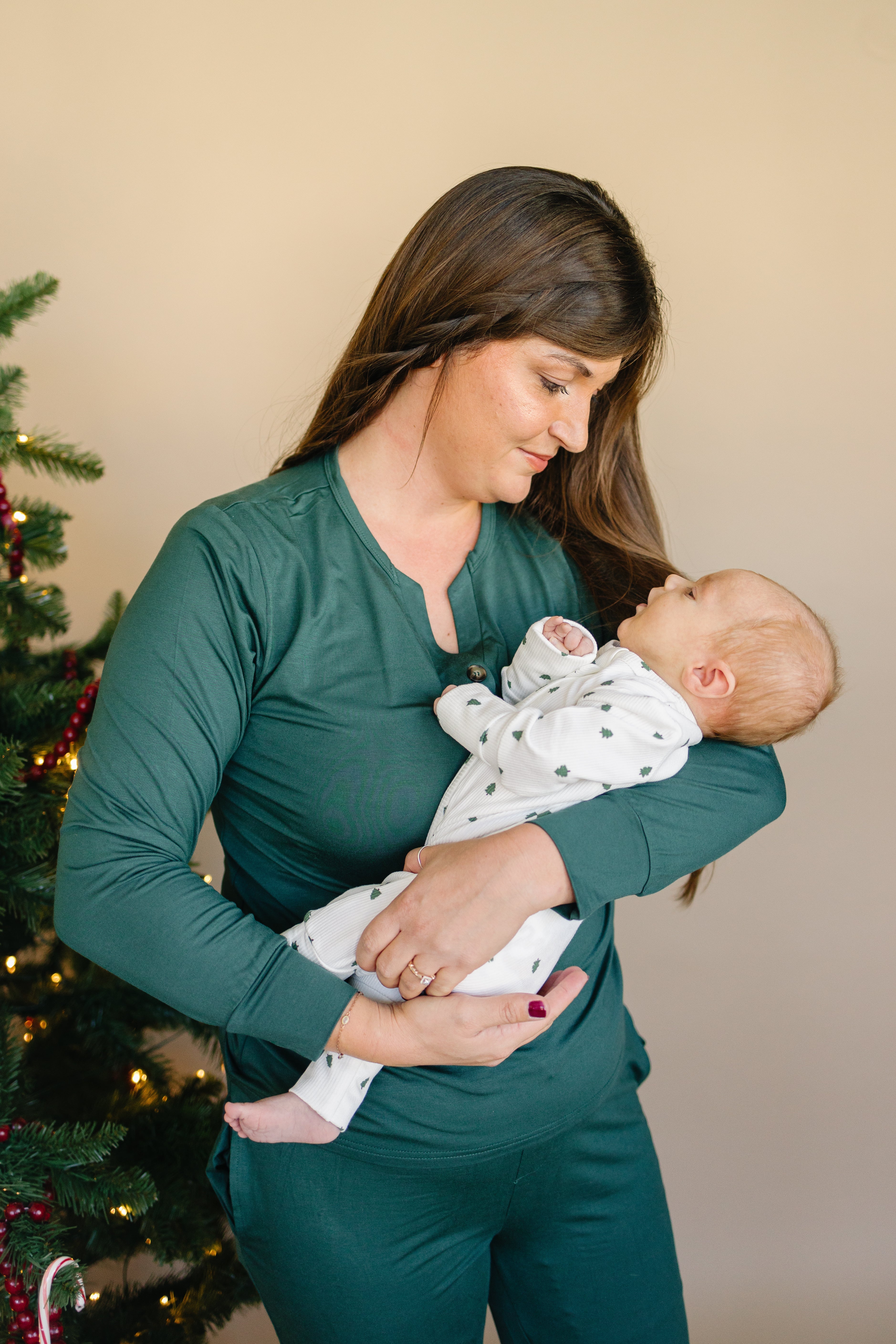 Tiny Trees Ribbed Bamboo Zippy Pajamas Romper