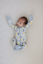 Dusty Blue Bunny Bamboo Zipper Romper