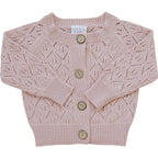 Pink Pointelle Button Down Cardigan Top