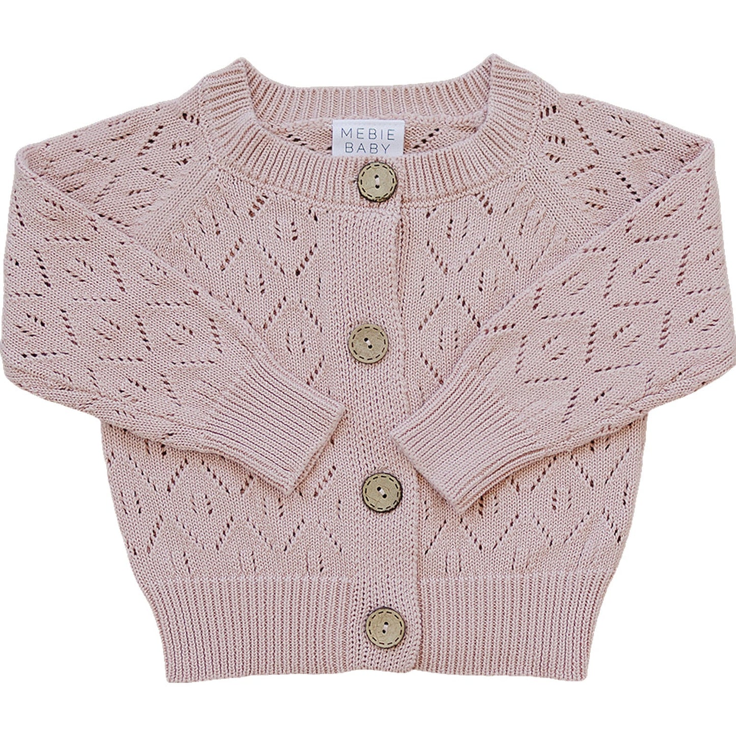 Pink Pointelle Button Down Cardigan Top