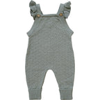 Green Ruffle Knit Overalls Romper