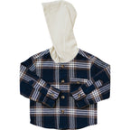 Plaid Hooded Button Up Shirt Top