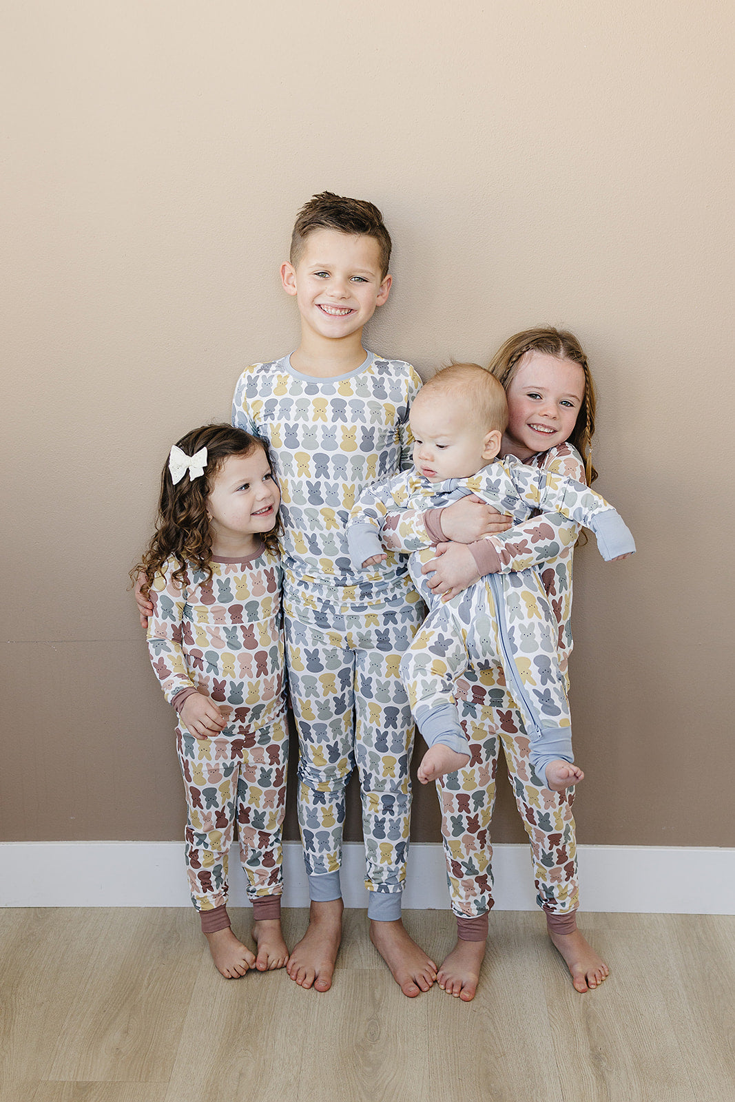 Dusty Blue Bunny Bamboo Zipper Romper