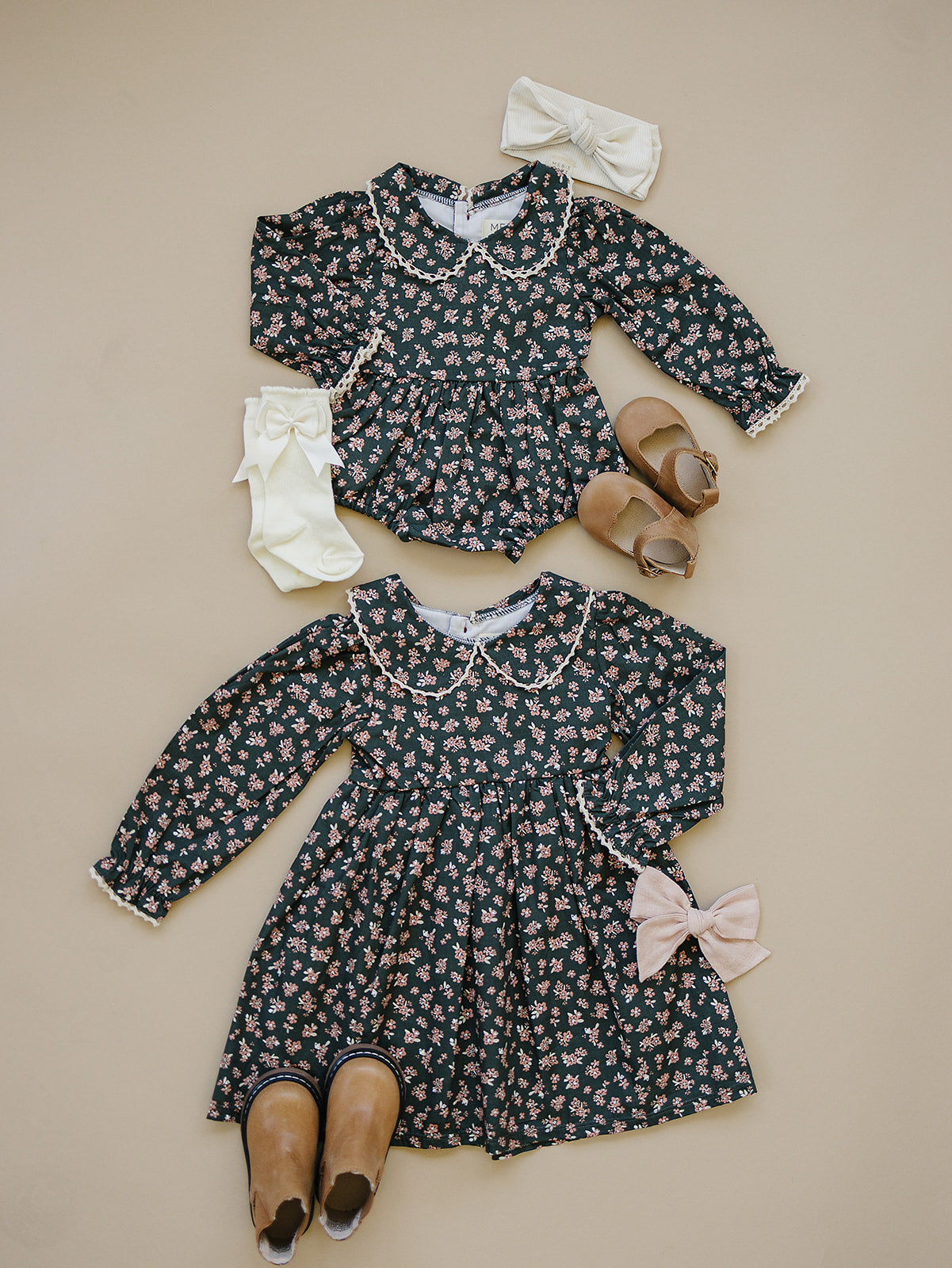 Olive Bloom Floral Bubble Romper