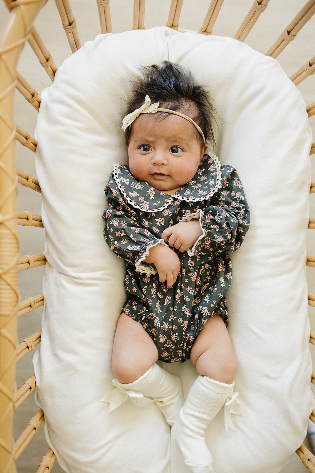 Olive Bloom Floral Bubble Romper