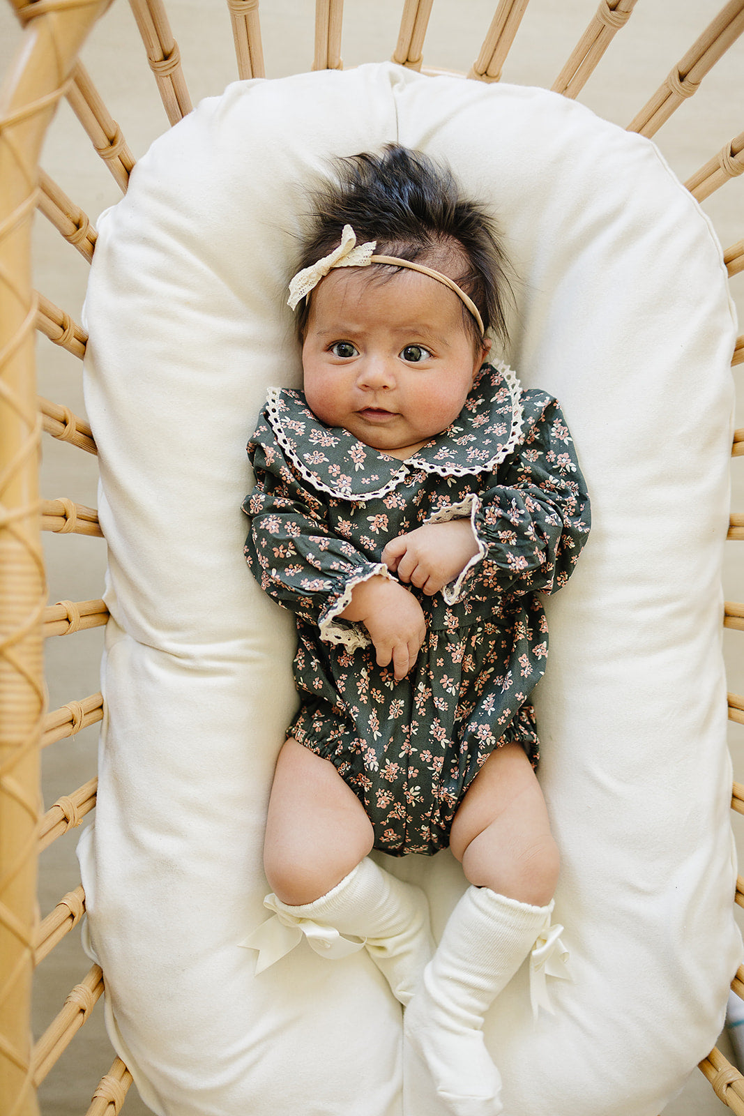 Olive Bloom Floral Bubble Romper
