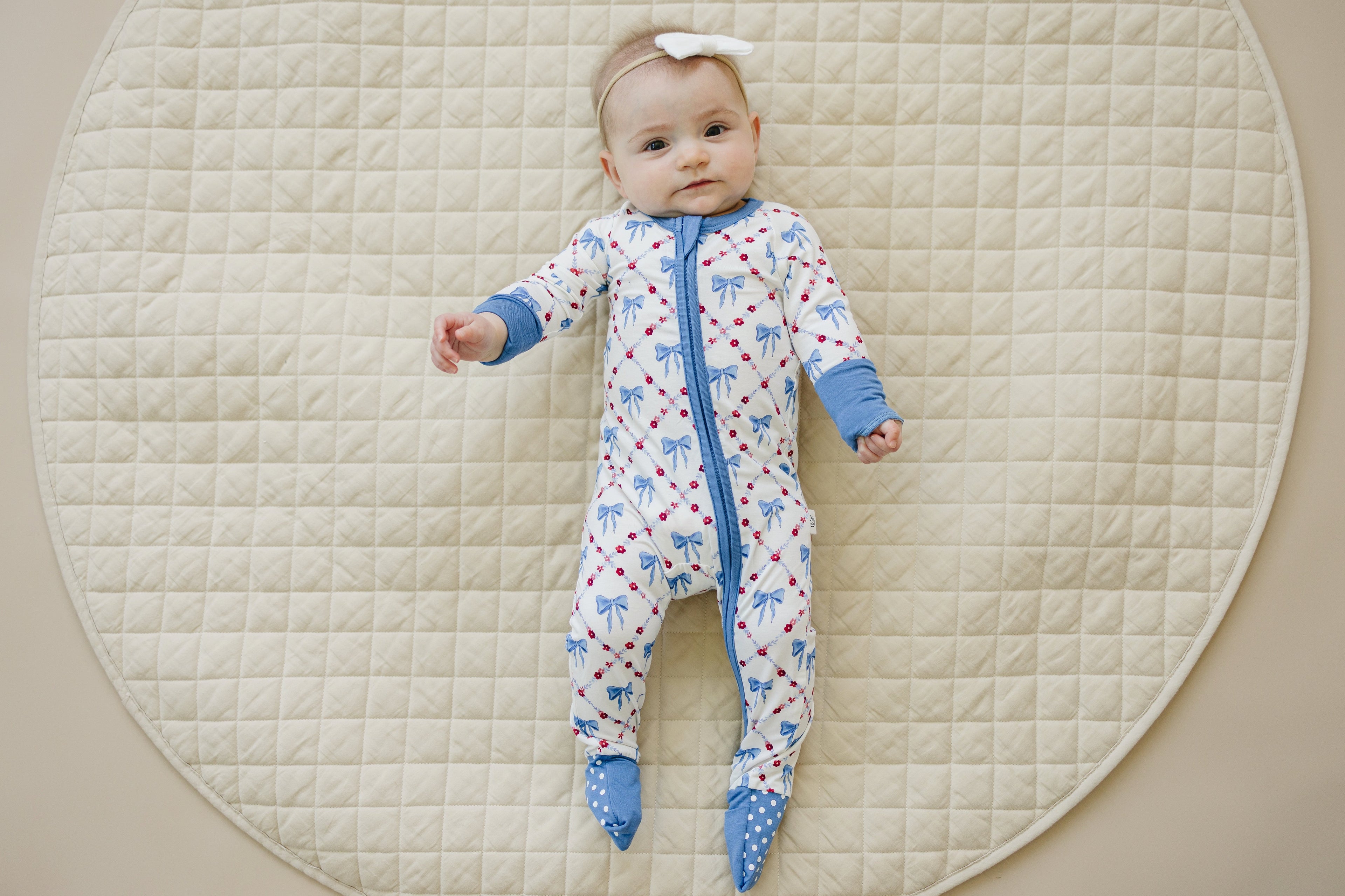 Red White & Bows Bamboo Zippy Pajamas Romper