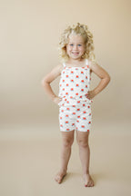 Red White & Blue Tulip Floral Ribbed Bamboo 2pc Tank Set