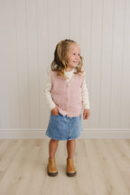 Pink Knit Button Down Vest Top