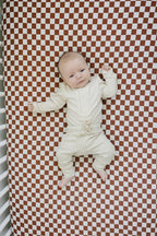 Cream Bamboo Snap Long Sleeve Ribbed Bodysuit Romper