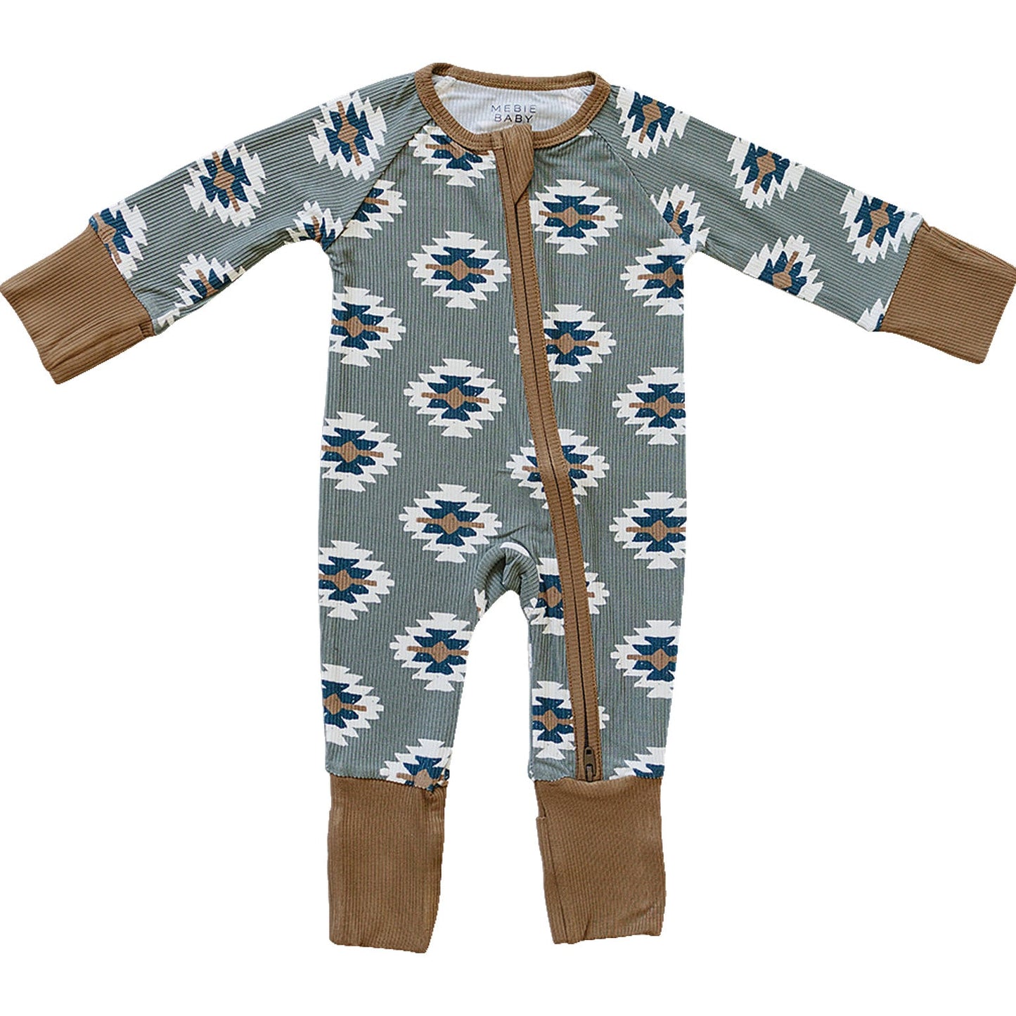 Southwest Aztec Ribbed Bamboo Zipper Romper
