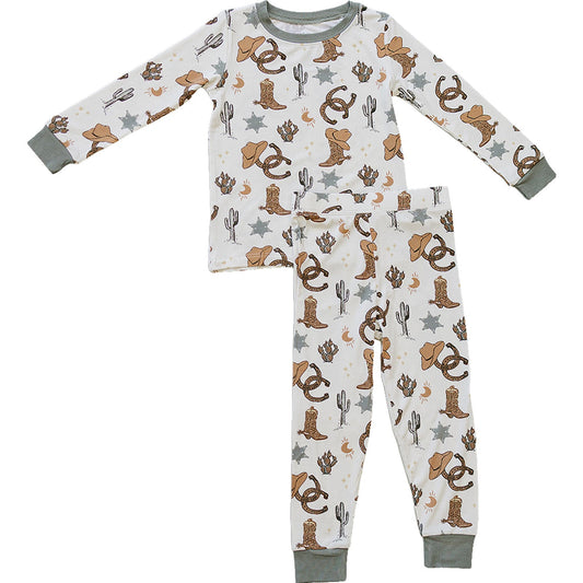 Outlaw Cowboy Ribbed Bamboo Cozy 2Pcs PJs