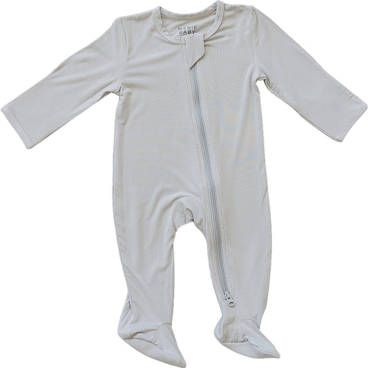 Stone Bamboo Footed Zipper Romper