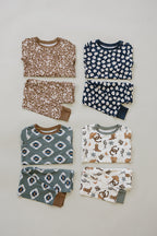 Brown Floral Ribbed Bamboo Cozy PJs