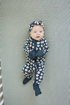 Navy Daisy Floral Ribbed Bamboo Zipper
