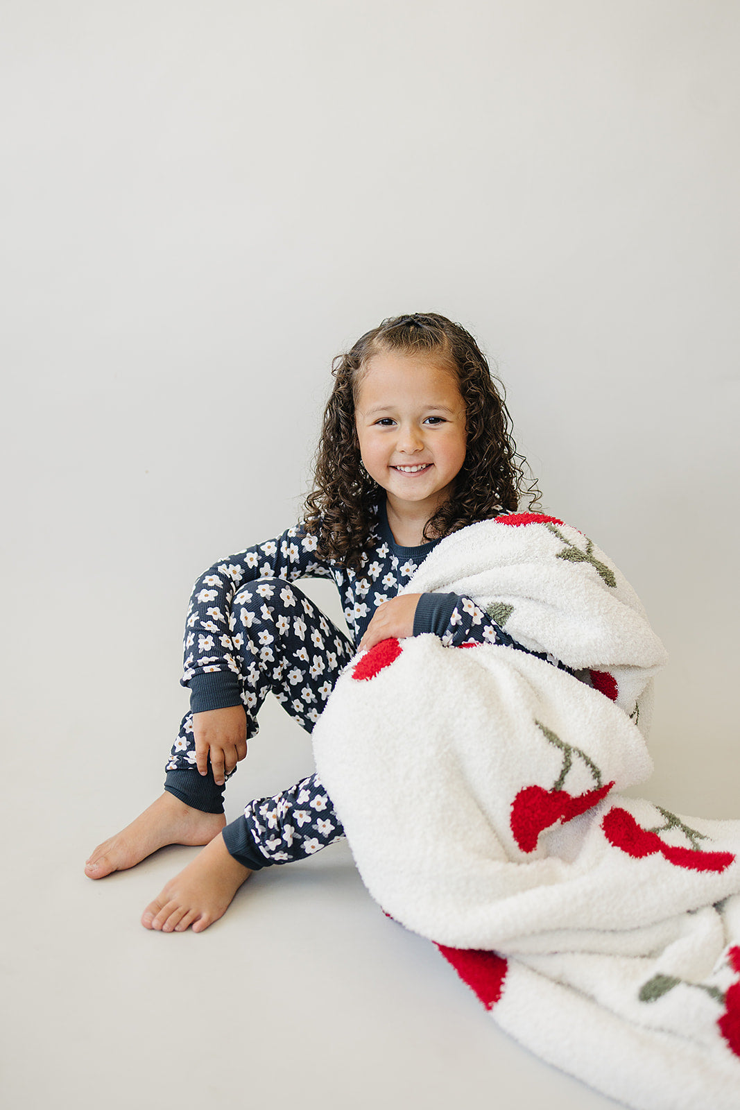 Navy Daisy Floral Ribbed Bamboo Cozy PJs