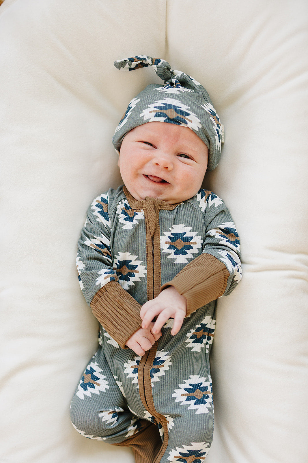 Southwest Aztec Ribbed Bamboo Zipper Romper