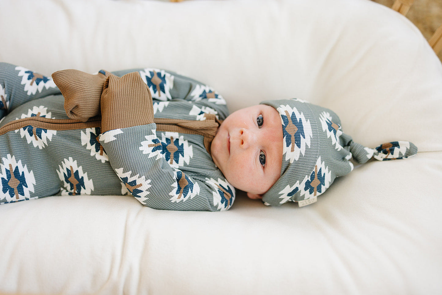 Southwest Aztec Ribbed Bamboo Zipper Romper