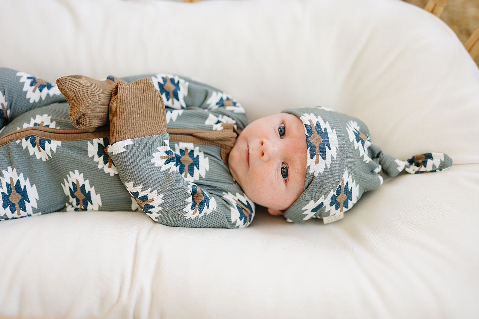 Southwest Aztec Ribbed Bamboo Zipper Romper