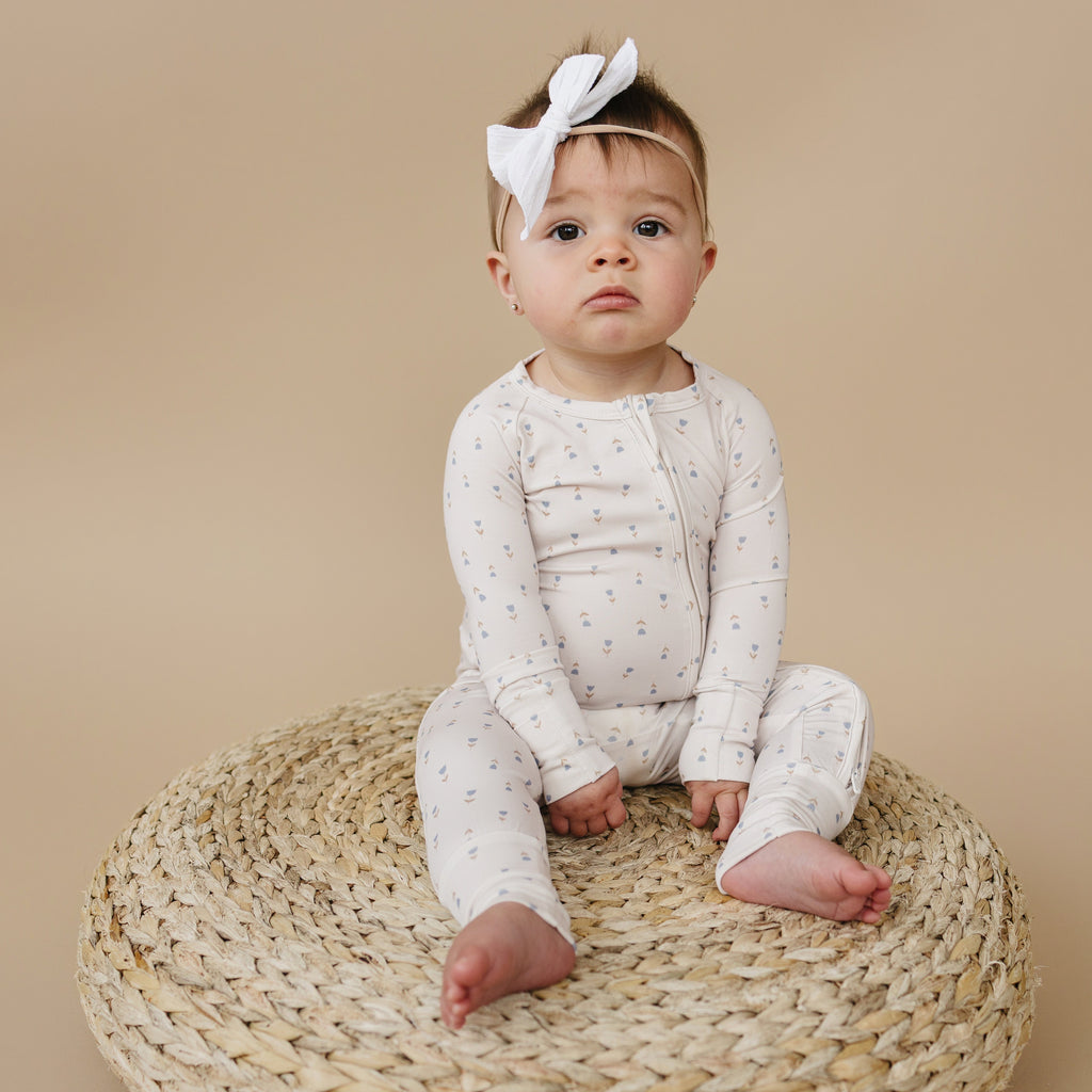 Tiny Tulips Bamboo Floral Zippy Romper Pajamas