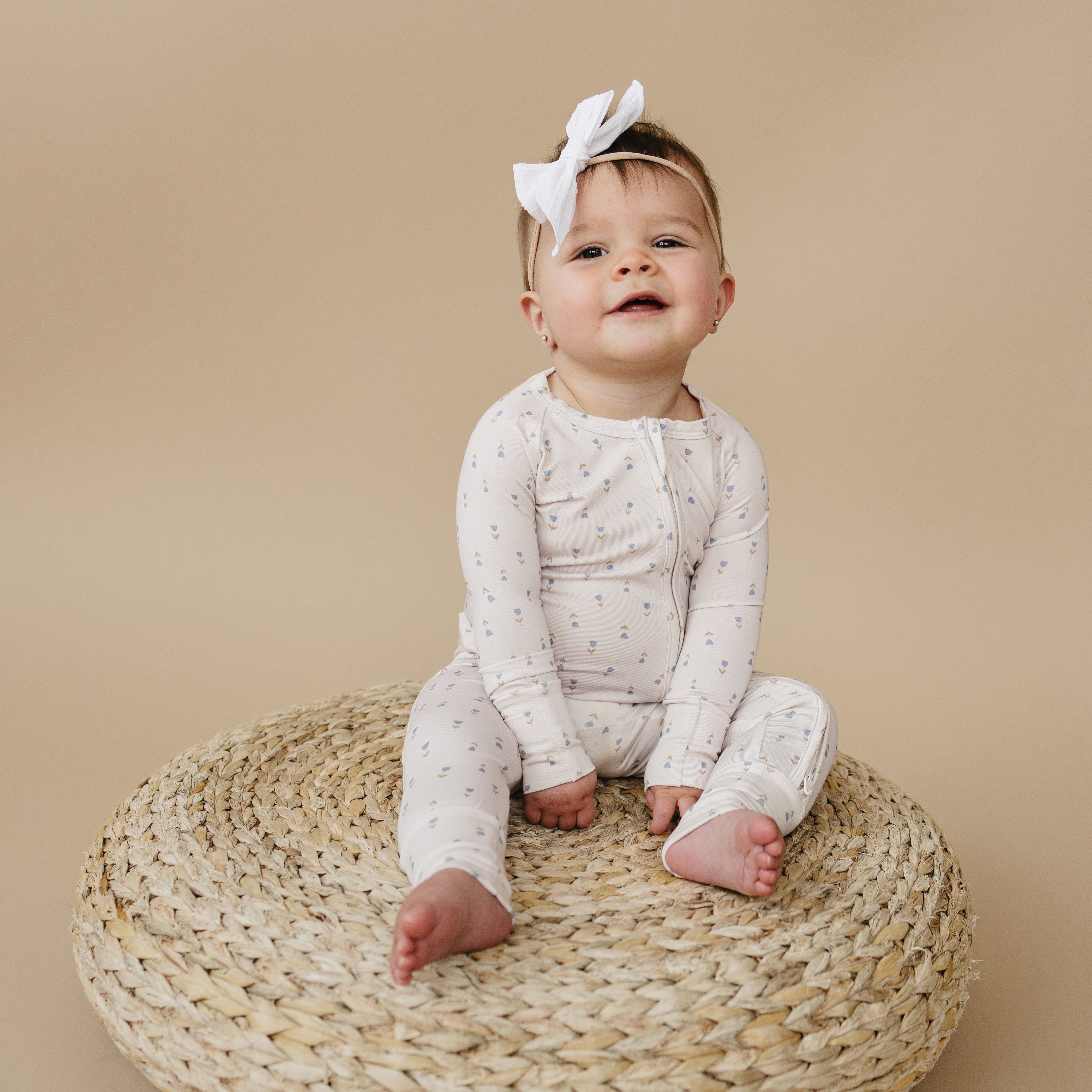 Tiny Tulips Bamboo Floral Zippy Romper Pajamas
