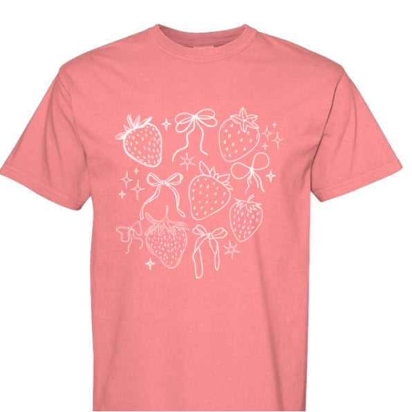 Womens Berries and Bows Comfort Colors Tee