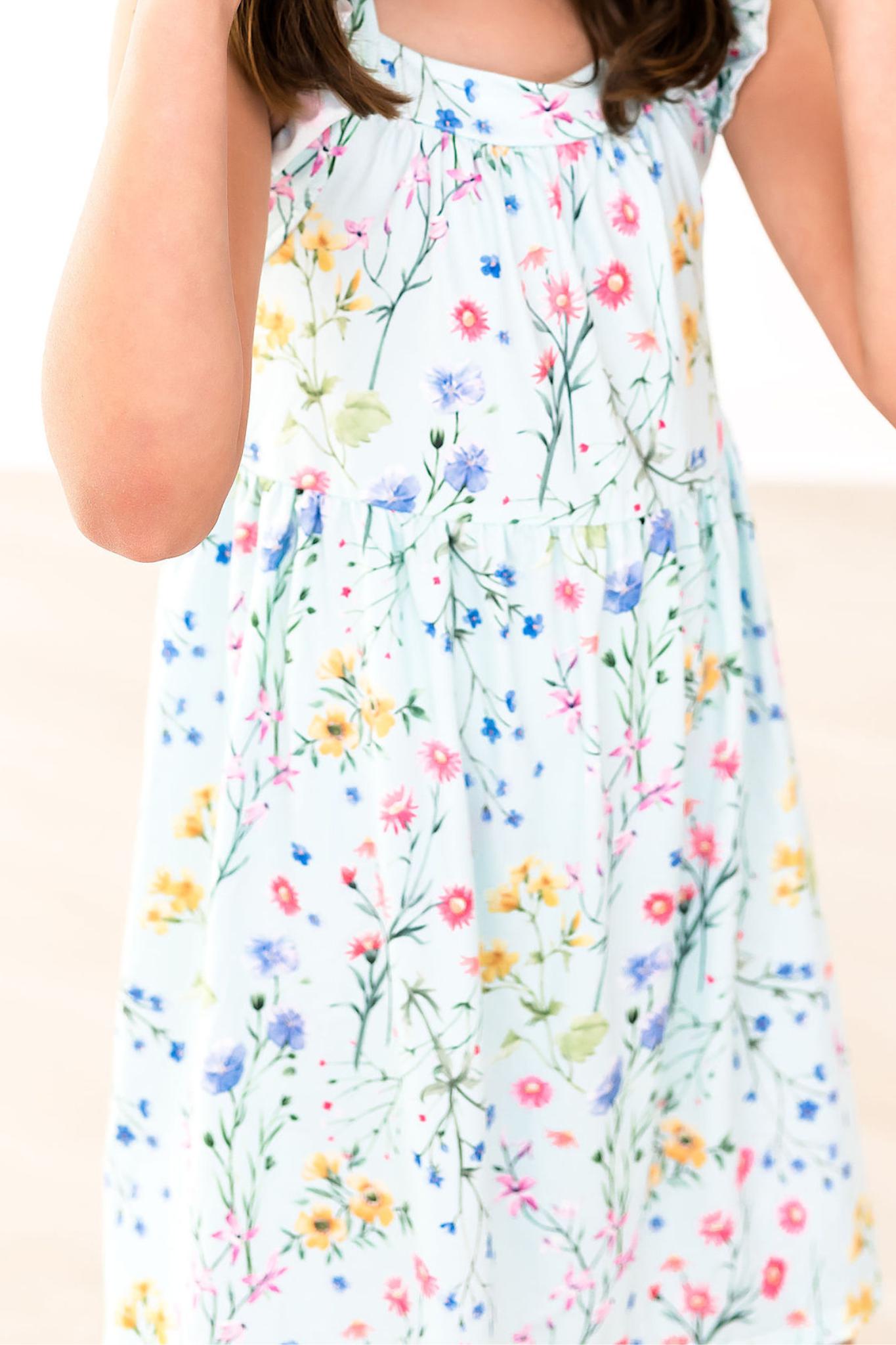 Wild Woods Ruffle Floral Cross Back Dress