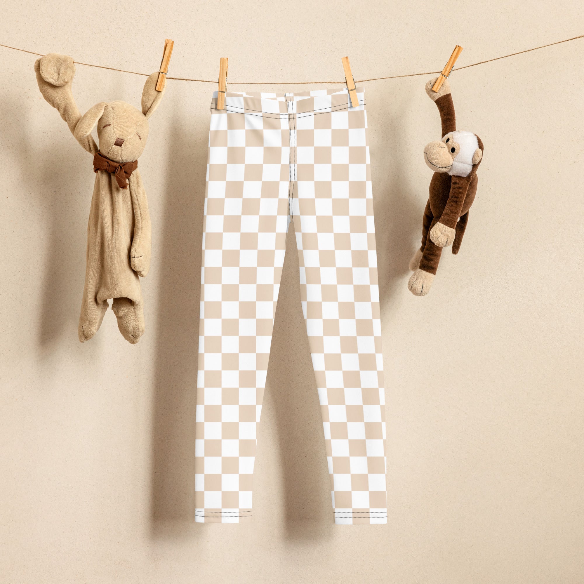 Checkered Tan White Toddler Kids Leggings – August + Willow