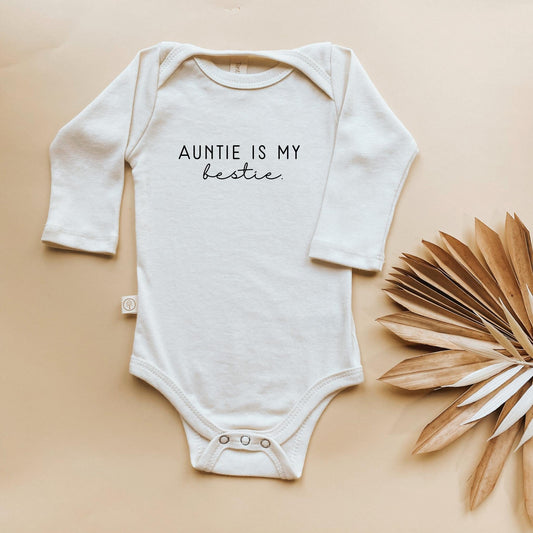 Baby Auntie is my Bestie Long-Sleeve Organic Cotton Bodysuit