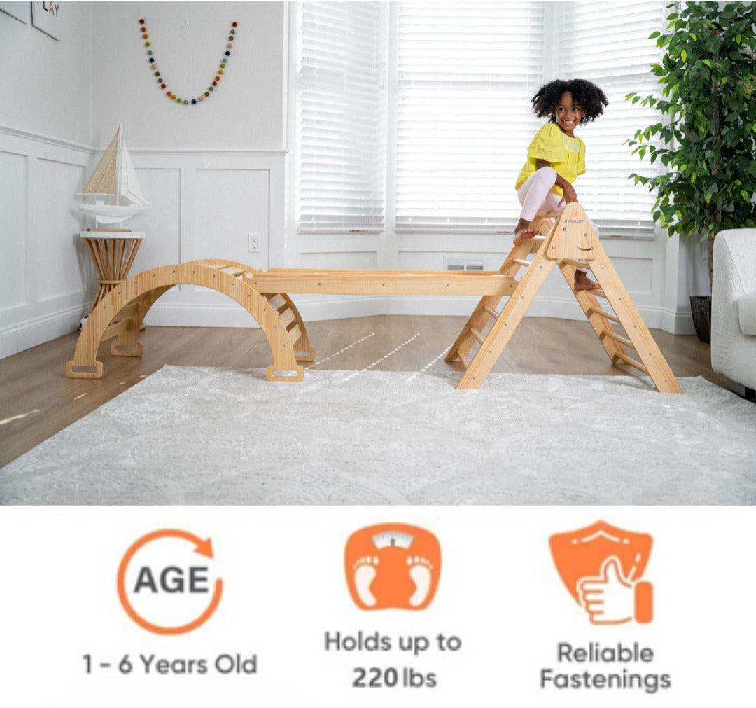 Hazel | Pikler Triangle, Slide & Rocker Set - Natural