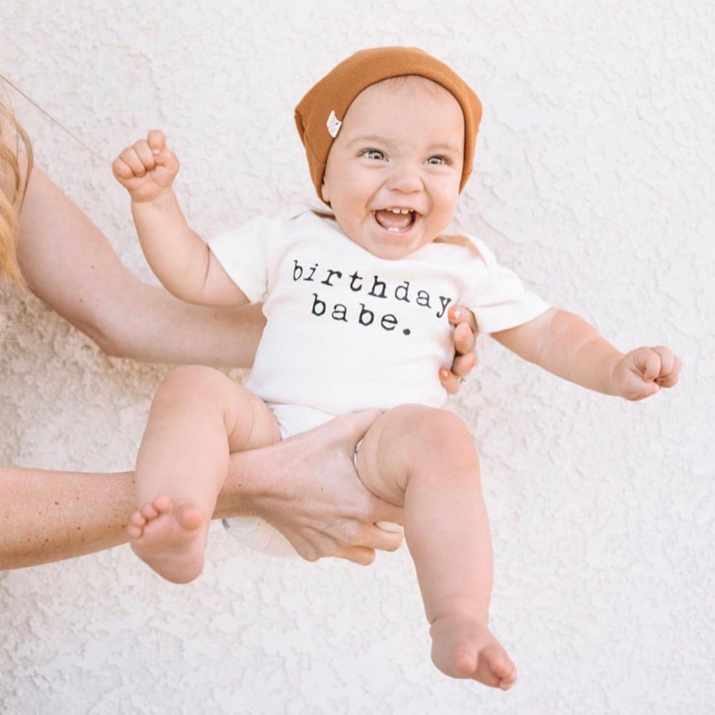 Birthday Babe Organic Cotton Short Sleeve Baby Bodysuit