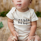 Birthday Babe Organic Cotton Short Sleeve Baby Bodysuit