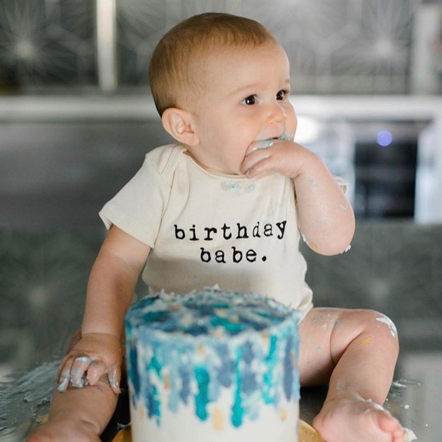Birthday Babe Organic Cotton Short Sleeve Baby Bodysuit