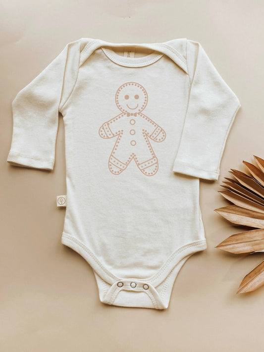 Baby Gingerbread Man Graphic Long Sleeve Organic Bodysuit