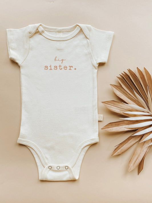 Big Sister Clay Organic Cotton Short Sleeve Baby Bodysuit