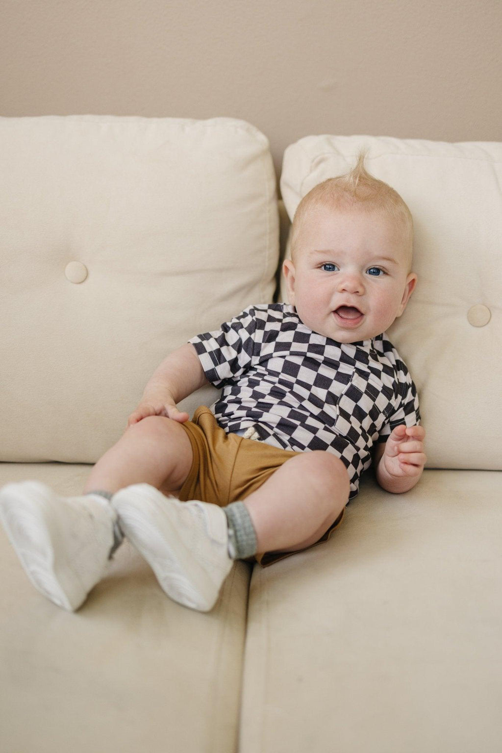 Black Checkered Bamboo Tee Top