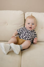 Black Checkered Bamboo Tee Top