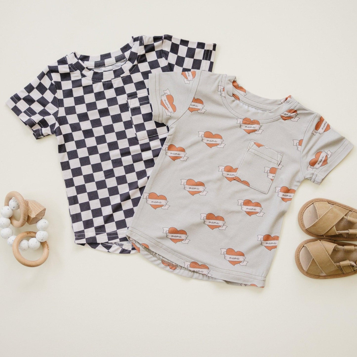 Black Checkered Bamboo Tee Top