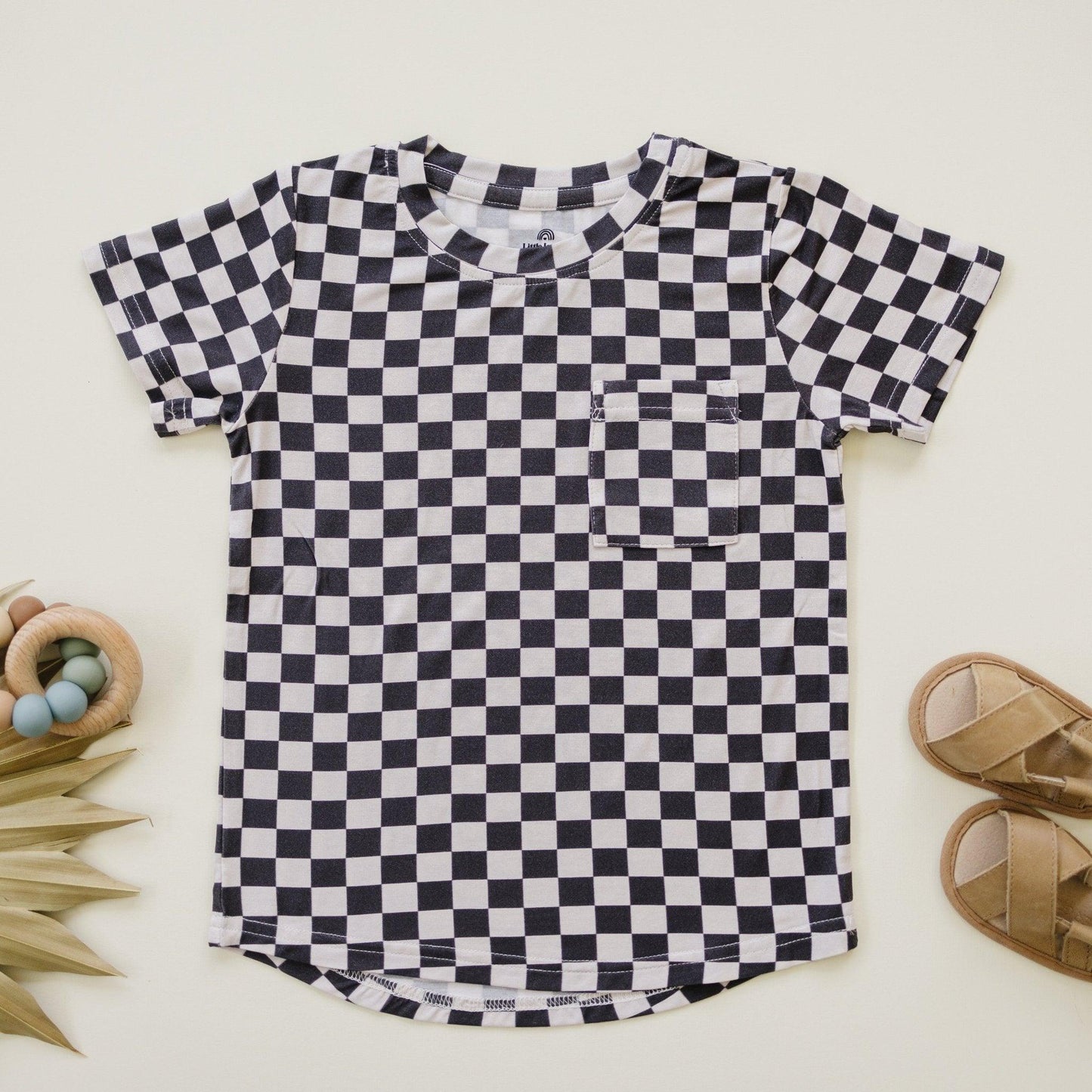 Black Checkered Bamboo Tee Top