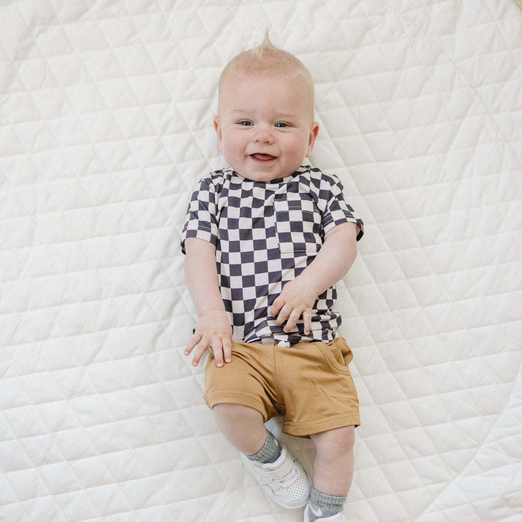 Black Checkered Bamboo Tee Top