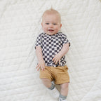 Black Checkered Bamboo Tee Top