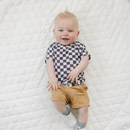 Black Checkered Bamboo Tee Top