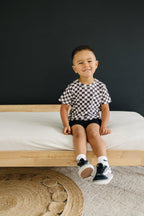 Black Checkered Bamboo Tee Top