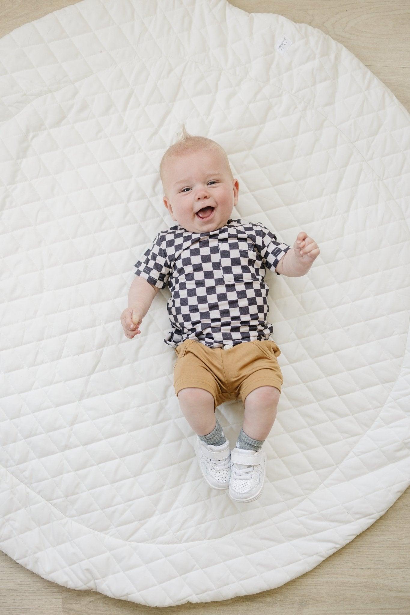 Black Checkered Bamboo Tee Top