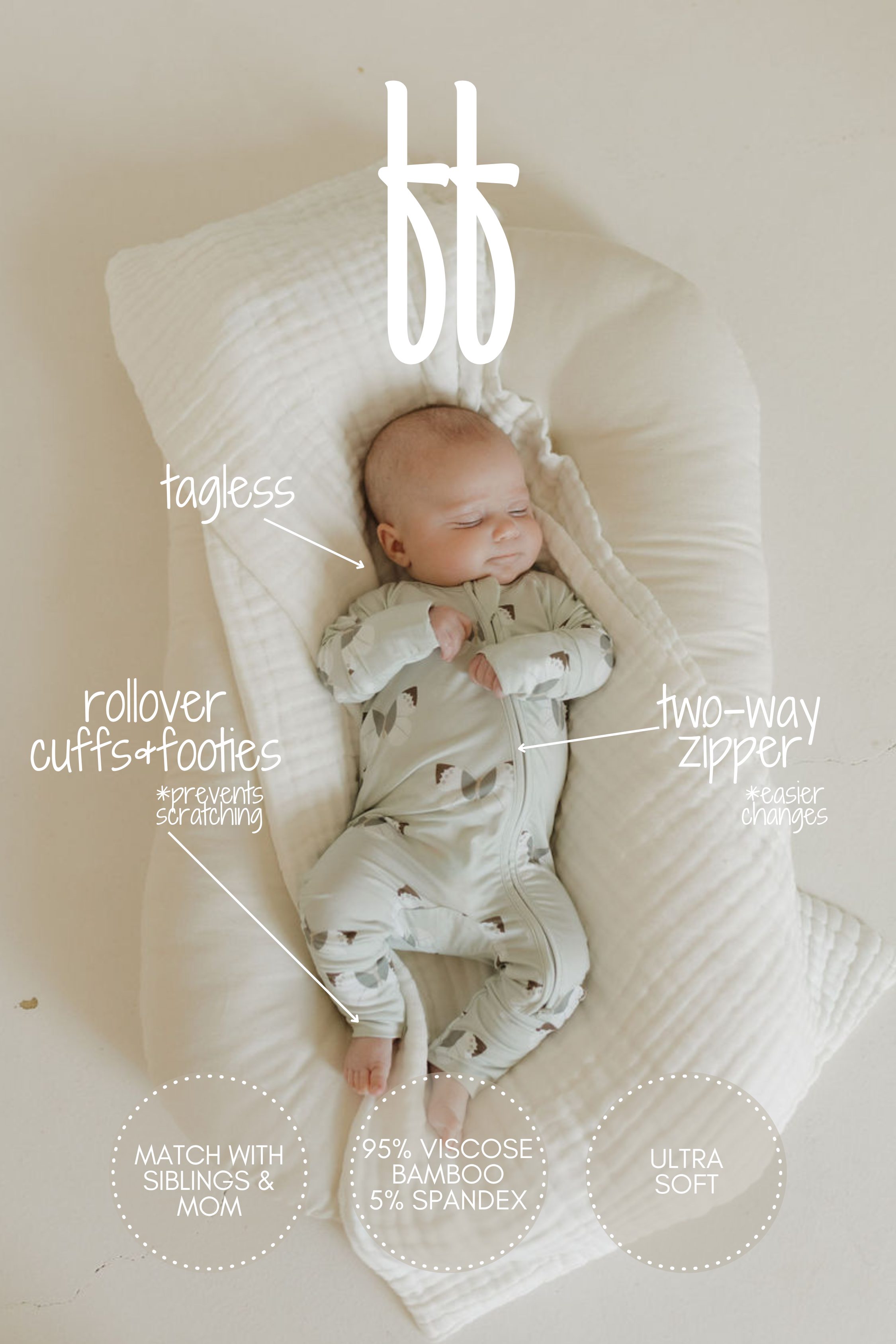 Bamboo Zip Pajamas | Butterflies Zipper Romper