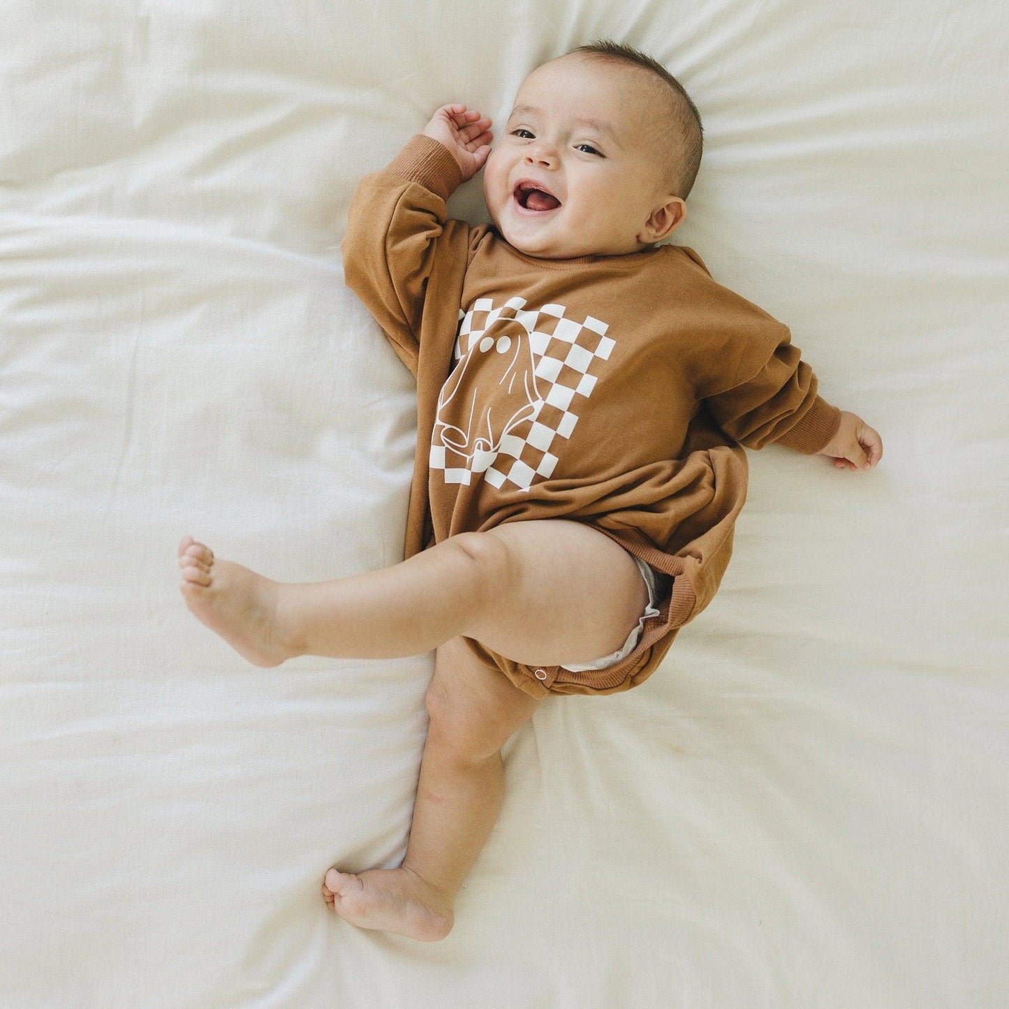 Checkered Ghost Sweatshirt Romper - more colors