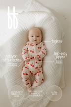 Bamboo Zip Pajamas Zipper Romper | Cherry Orchard