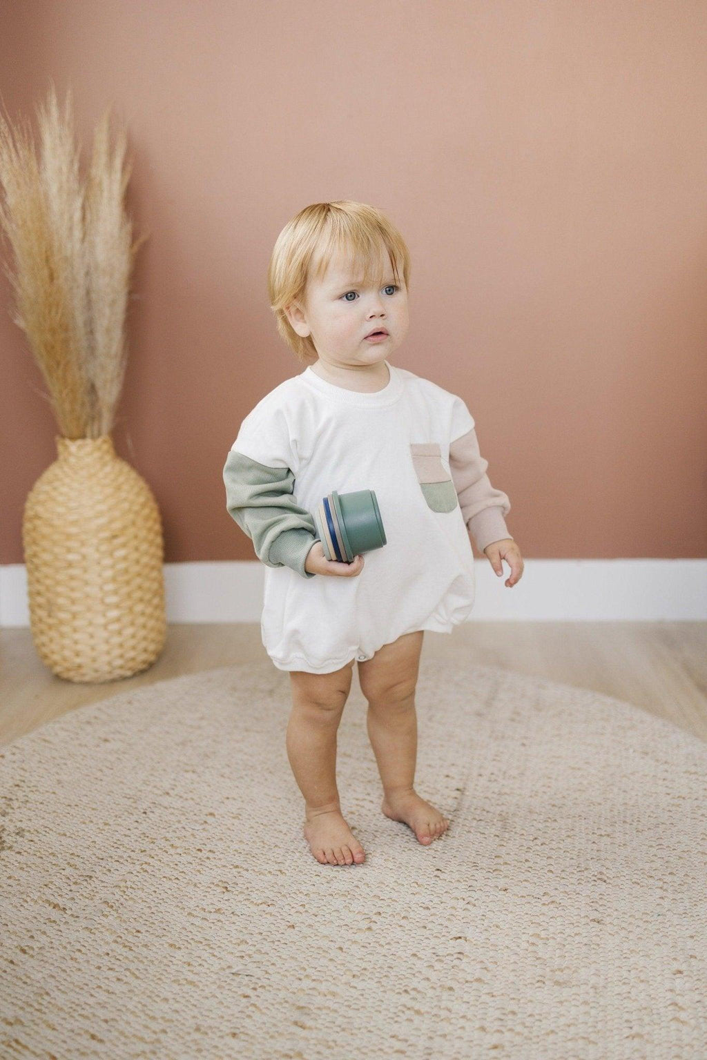 Colorblock Pocket Sweatshirt Romper